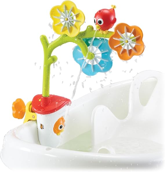 Yookidoo Baby Bath Mobile - Spinning Flowers and Swiveling Fountain for Newborn and Toddler Bath Time Sensory Development (Tub Not Included) - Attaches to Any Size Tub Wall - 0-2 yrs.