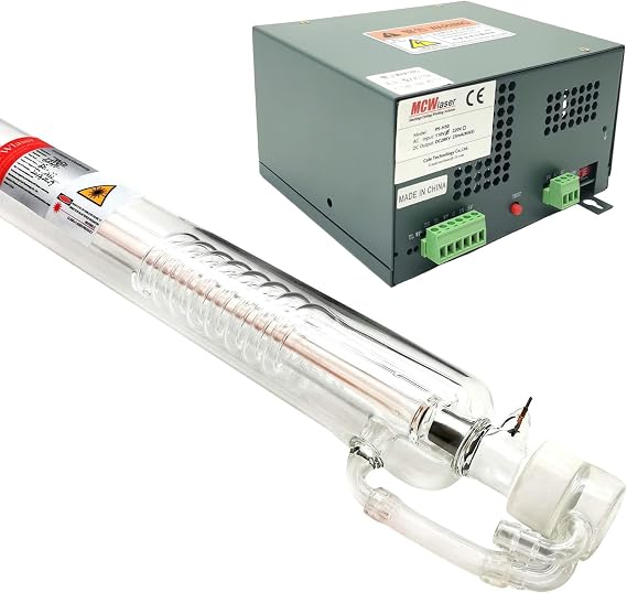 MCWlaser 50W CO2 Laser Tube 85cm M50 & 50W Laser Power Supply 110V for CO2 Machine