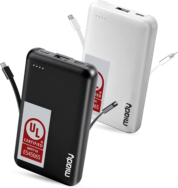 Miady UL Listed 2-Pack Small Portable Charger 5000mAh Power Bank for Travel