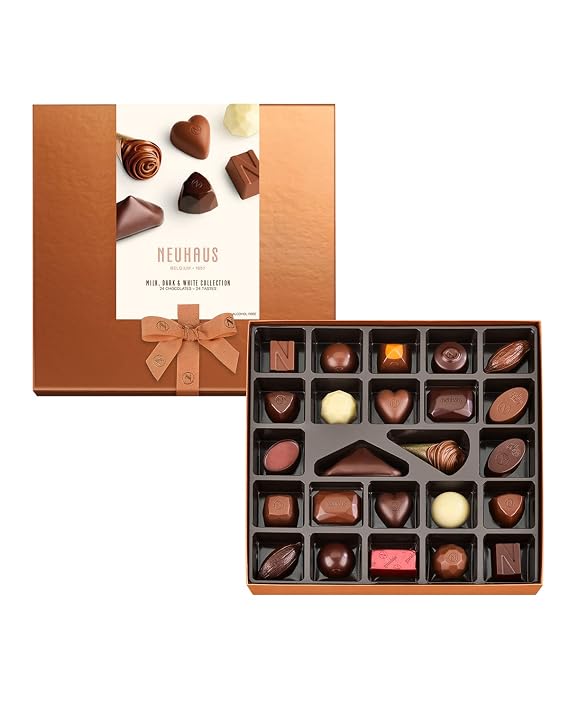 Neuhaus Belgian Chocolate Classic Discovery Collection 24 Timeless Neuhaus Pieces Assorted Milk, White & Dark Chocolate Pralines Gourmet Chocolate Gift