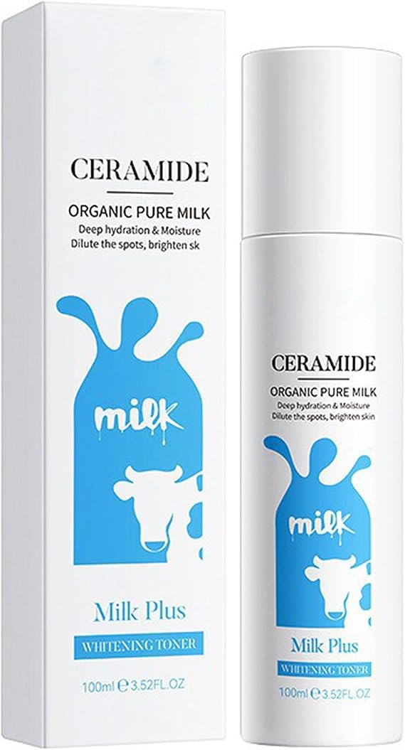 Milk Toner for Face with Ceramide, Milky Korean Face Deep Hydrating Toner with Organic Pure Milk Extract for Spot Glow Glass Skin Moisturizing Soothing Sensitive Skin 3.38 Floz