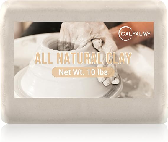 CalPalmy 10 lb White Pottery Clay for Sculpting, Hand Building & Kiln | Natural Clay Smooth Consistency Wheel Throwing Kiln Firing Compatible Suitable for Studio & Home Pottery