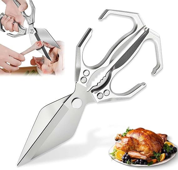 Multifunctional Heavy-Duty Kitchen Shears, 2025 New Heavy Duty Kitchen Scissors for Food with Ergonomic Handle, High-Carbon Steel Culinary Shears for Chicken,Meat, Seafood,Bone Cutting
