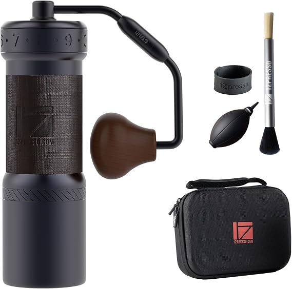 1Zpresso K-Ultra Manual Coffee Grinder Iron Gray with Carrying Case, Assembly Consistency Grind Stainless Steel Conical Burr, Foldable Handle, Numerical External Adjustable Setting, All-Round Grinder
