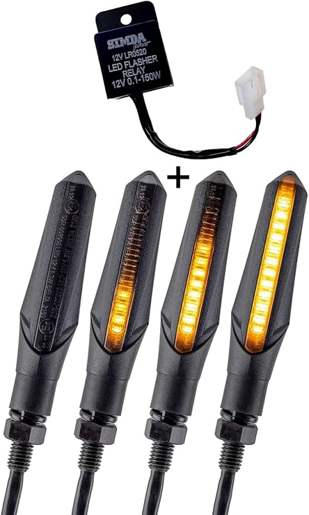 LED Motorcycle Running Effect Indicator with Relay Sequential Black Universal