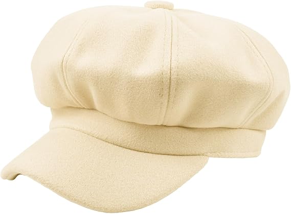 Womens Wool Newsboy Hat Warm Adjustable Cabbie Cap with Visor, Chic Winter Beret Style
