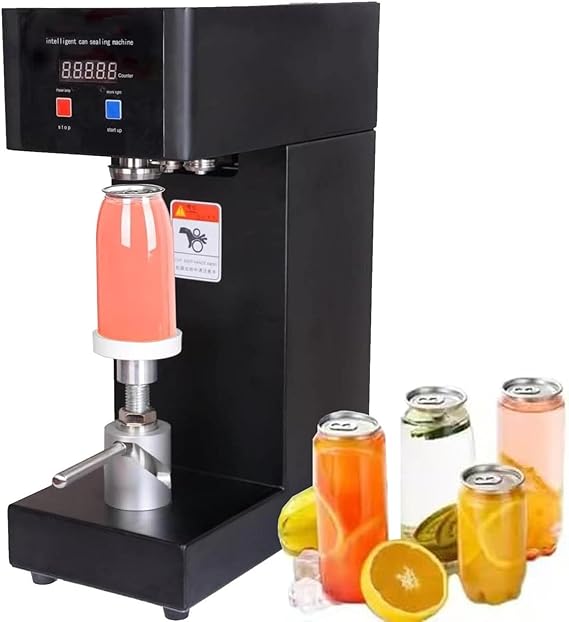 Commercial Automatic Can Sealer Machine, Can Seamer, Can Seaming Closing Capping Machine, Cup Sealing Machine, 2.2" Can Dia. for Sealing Plastic/Glass/Tin Bottles,Black