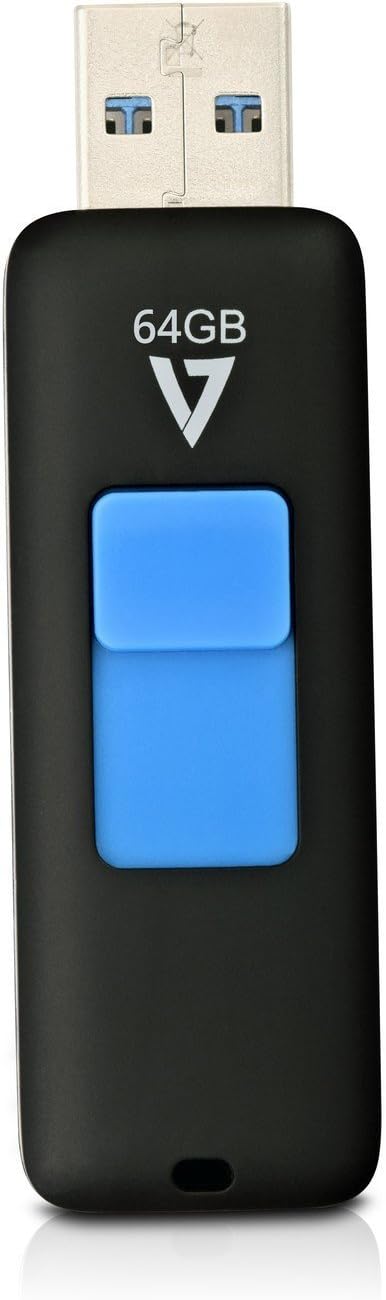 V7 VF364GAR-3N 64gb Flash Drive USB 3.0, Black