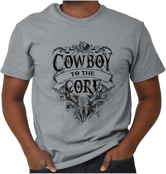 Cowboy to The Core Country Southwest Mens Graphic T Shirt Tees