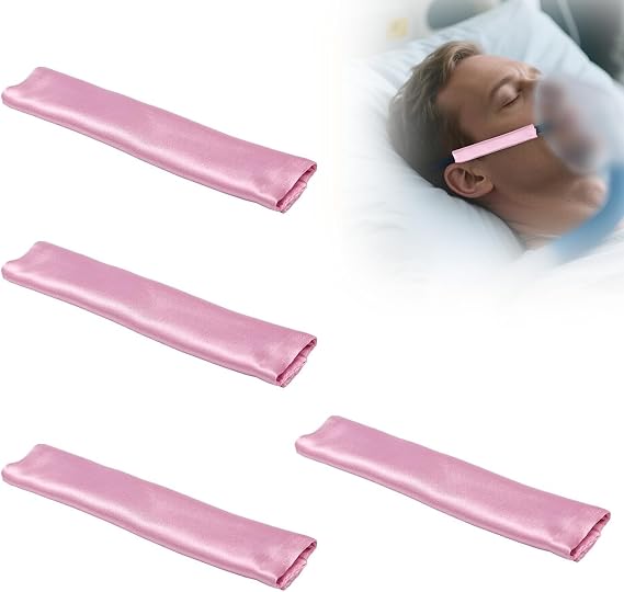 4 Pack Satin Mask Strap Covers, Soft Cushion Pads for Headgear, Pink