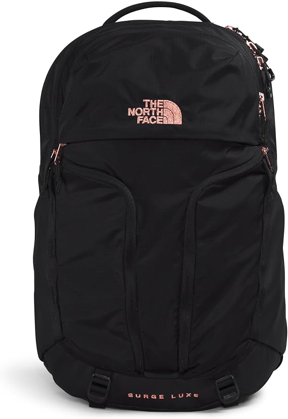 THE NORTH FACE Women's Surge Luxe Computer Laptop Backpack, TNF Black/Burnt Coral Metallic-NPF, One Size