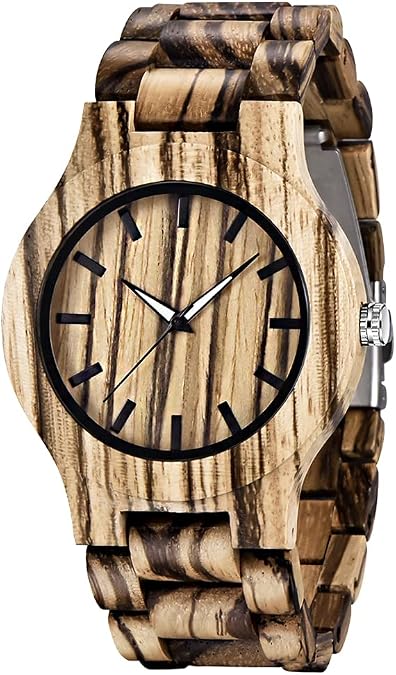 Men's Handmade Wooden Watches Mens Lightweight Analog Quartz Wood Mens Wrist Watch