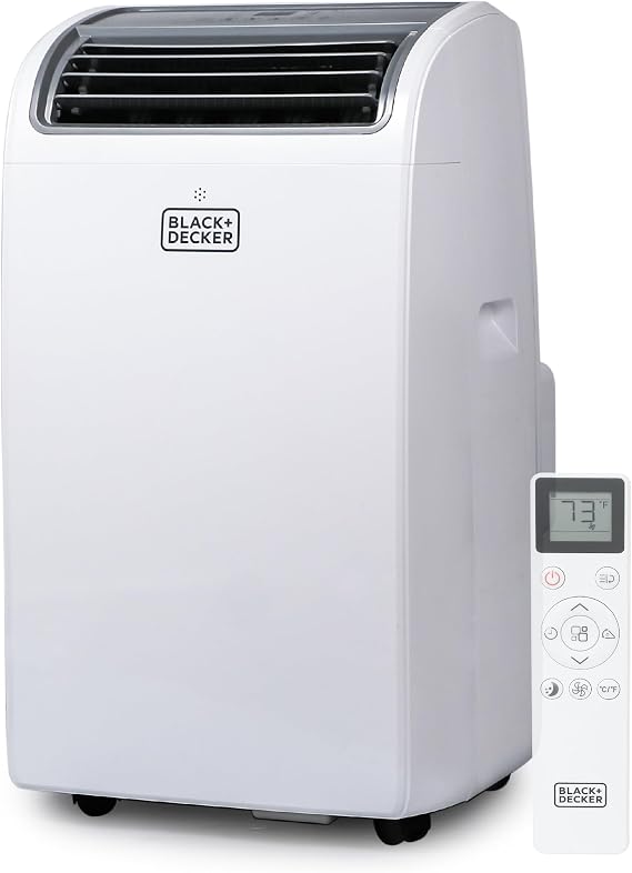 BLACK+DECKER Smart Portable Air Conditioner with Heat, 12,000 BTU | 8,000 BTU SACC Cooling, 9,000 BTU Heating for Rooms up to 550 Sq. Ft., 4-in-1 Portable AC, Fan and Dehum