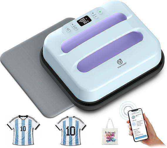 Heat Press 12"X10", Smart Heat Press Machine with Built-in Bluetooth for T-Shirts, Pillows, Tote Bags & More, with Mat (12"X 12")