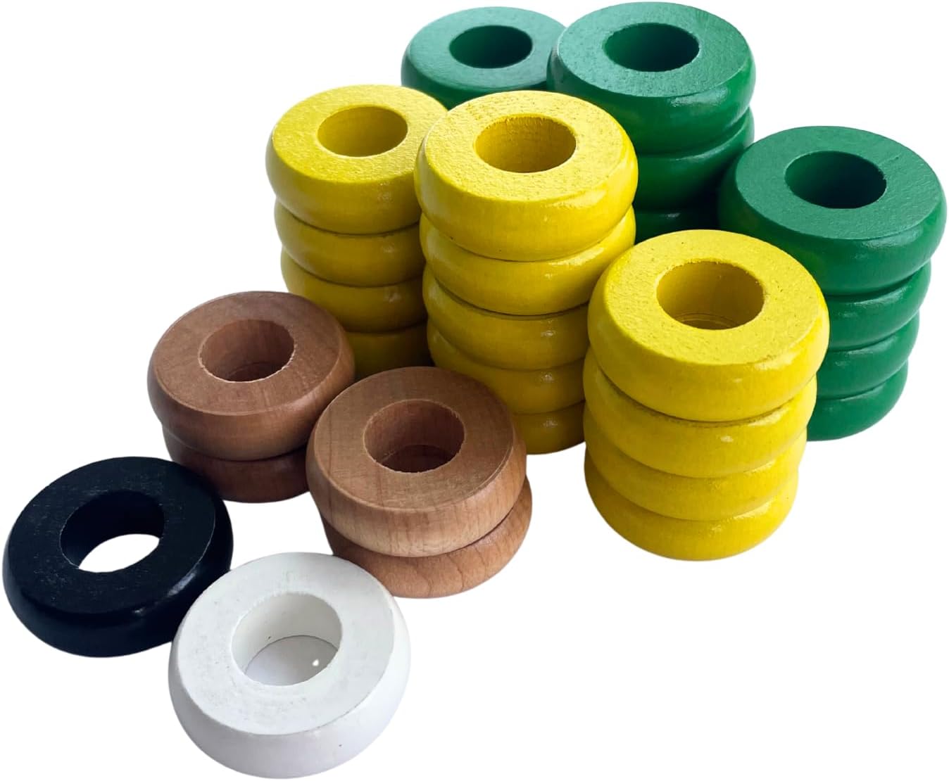 32 Green and Yellow Carrom and Pichenotte Board Game Rings Large Rings – 1 14 inch Diameter 3.2cm