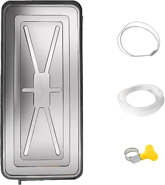 Air Conditioner Drip Pan with Hose, Condensate Drain Pan, Stainless Steel Catch Pan, Air Conditioner Accessories(92 * 44 * 3cm/36 * 17 * 1in)