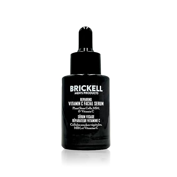 Brickell Men's Anti Aging Serum For Face, Repairing Night Facial Serum for Men, With Vitamin C, Hyaluronic Acid, and Green Tea to Diminish Wrinkles and Reduce Redness, 1 Ounce, Unscented