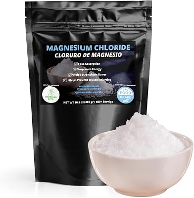 Curandero Magnesium Chloride Food Grade | Cloruro de Magnesio | 10.6 oz 300gr - 600 Servings Highly Absorbable 100% Edible Magnesium USP Grade Premium Quality for Daily.