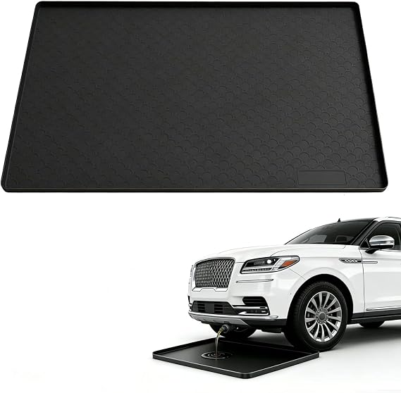 Oil Drip Pan for Under Car, 34" x 22" Silicone Oil Spill Drip Mat-Black