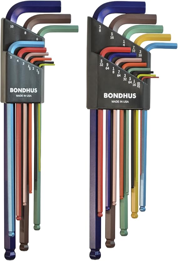 Bondhus 69600 Ball End Double Pack L-Wrench Set with ColorGuard, 13 Piece
