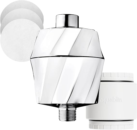 AquaBliss SF400 HD Revitalizing Shower Filter w/an Extra SFC400 Filter Cartridges & 30pc Pack of Sediment Pads (Exclusive Bundle)
