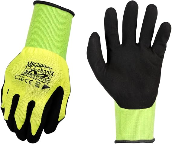 Mechanix Wear: SpeedKnit Work Gloves - 15-Gauge Shell, Oil-Resistant Micro Foam Grip (Large/XLarge, Hi-Viz)