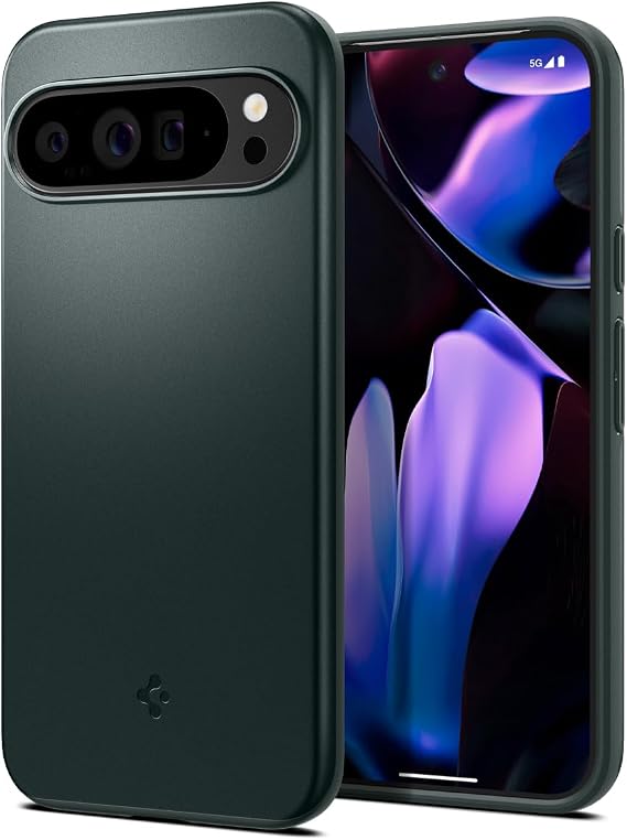 Spigen Thin Fit Designed for Pixel 9 Pro XL Case (2024) [Hard Shell] [Military-Grade Protection] - Abyss Green