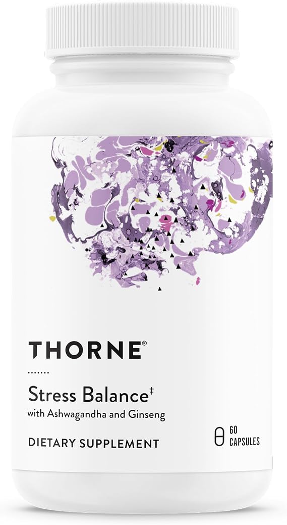 THORNE Stress Balance, KSM-66 Ashwagandha, Ginseng & Active B6, 60 Capsules | Supports Stress Resilience, Energy Production, Positive Mood & Healthy Cortisol Response*, NSF Contents Certified