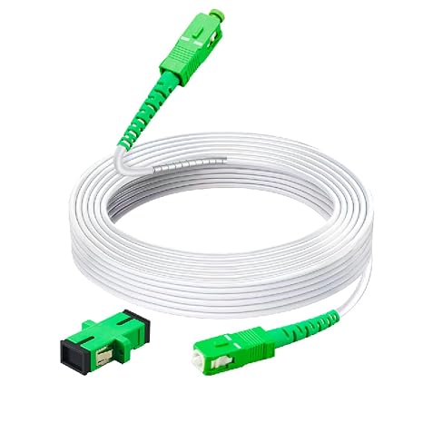 Simplex SC/APC to SC/APC Fiber Optic Internet Cable,Single Mode Armored Fiber Optical Patch Cord,9/125um OS1/OS2 Compatible Att Fiber Cable LSZH White (1m/3ft)