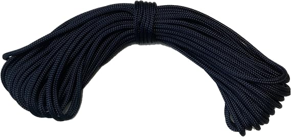 Blue Ox Rope 1/4" Double Braid Polyester, Made in USA, Navy, 100 ft