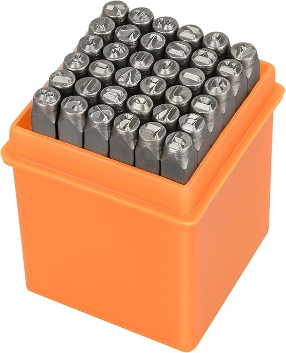 37pcs Metal Stamping Kit, 3mm(1/8") Number and Letter Stamp Set