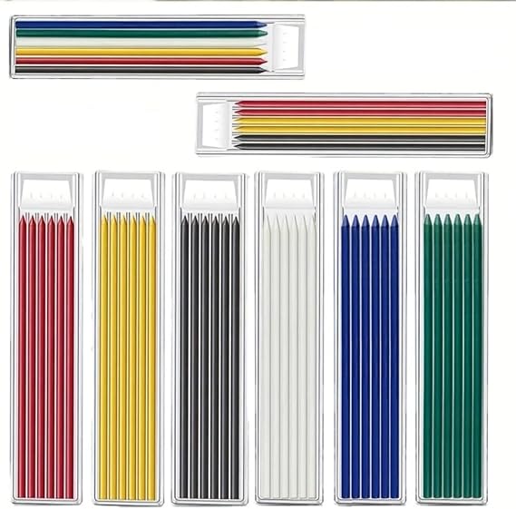 MROOFUL 2.8mm Colored Replaceable Refill Rods for Woodworking Pencil Deep Hole Leads Marking Tools Special Sharpener 12CM Length Core