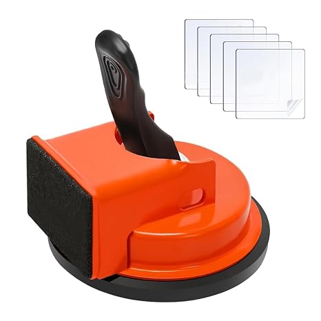 Floor Gap Fixer Tool for Laminate, Heavy Duty Floor Gap Repair Tool Enhanced Suction Cup & 5 Sticky Pads for Vinyl Wood Floor Repairs (Orange)