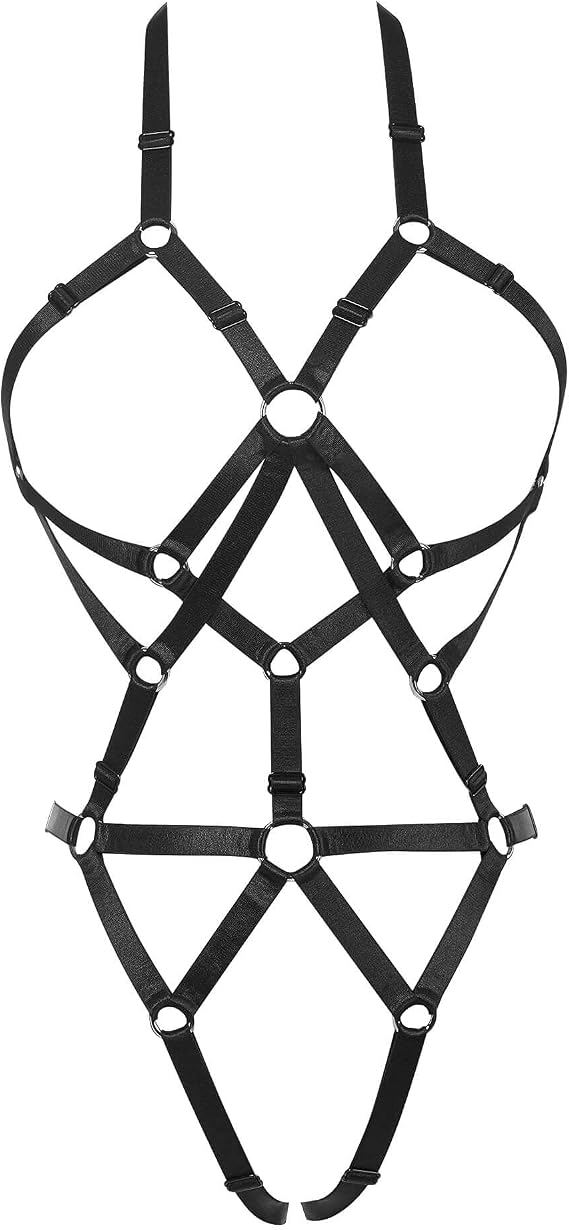Women Harness Bra Set Sexy Body Harness Cupless Bra Caged Bra Belt Punk Gothic Style Strappy Lingerie Set