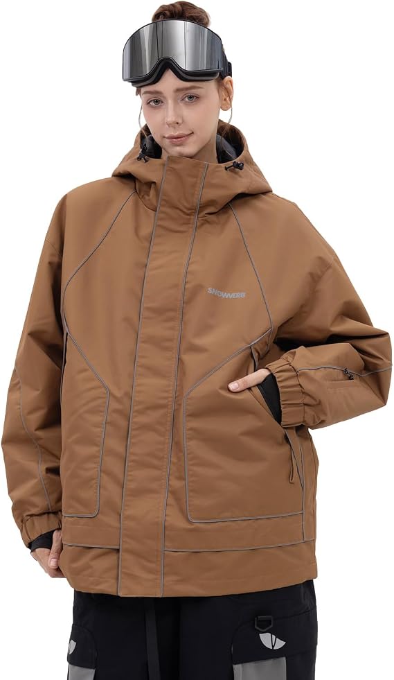 SNOWVERB Women Men Reflective Loose Fit Snow Coat Ski & Snowboard Jackets