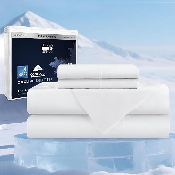 Degrees of Comfort Cooling Sheets Queen, Cool Bed Sheets for Hot Sleepers | MoiMoisture-Wicking Coolmax Fabric, Cool-Touch for Summer Hot Sleepers, QMAX>0.4, 15 inches deep pocket, 3 Pieces Set