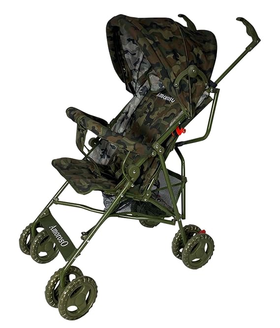 AmorosO Single Baby Stroller Lightweight, Convertible, Foldable Sun Protection Hood & Extra Storage 4-Wheel Design