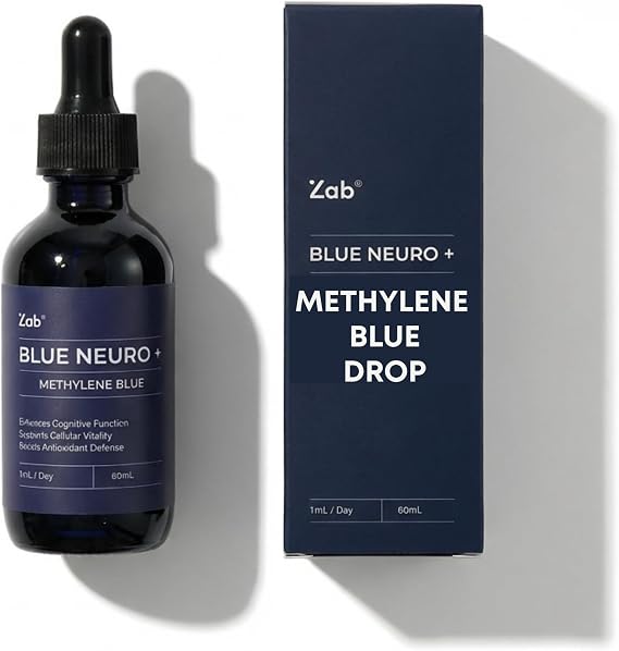 ZAB Methylene Blue Drops Supplement USP Grade 1% for Humans, Pharmaceutical Grade Blue Methylene 10mg Per Serving, for Memory | Focus | Clarity & Cognitive Support, 60ml