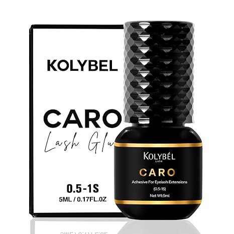 KOLYBEL Eyelash Extension Glue / 7-8 Weeks Retention/0.5-1 Sec Drying Time/5ml Black Caro Lash Extension Adhesive/Professional Lash Artist & Salon Use(Caro M05,5ml)