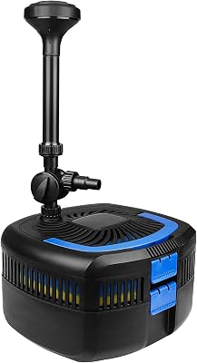 ANBULL Pond Filter Pump 950GPH, 110V37W All-in-one Fountain Kit, Variable Frequency Water Pump with 13W UV-C, High Efficiency Filter Water Pump for Outdoor Ponds up to 1585 Gallons