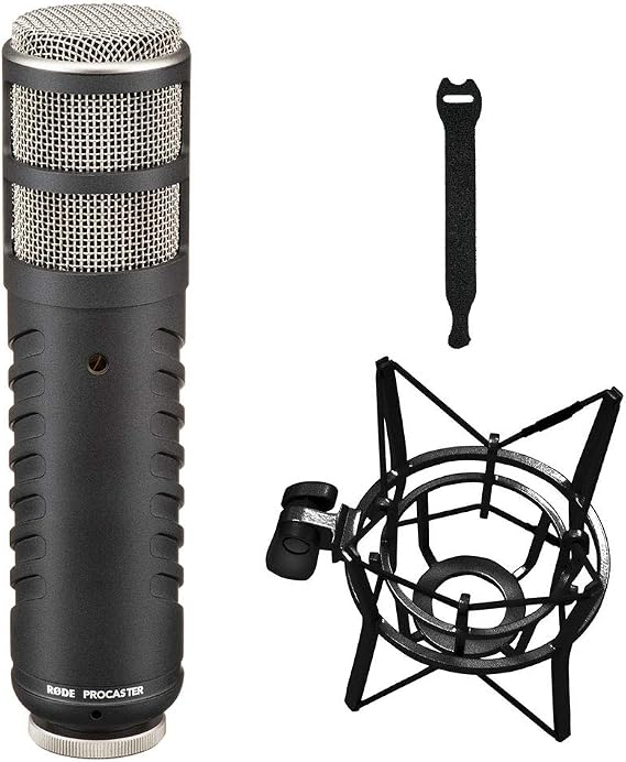 Rode Procaster Broadcast Dynamic Vocal Mic Bundle PSM1 Shockmount & 10-Pack Strap