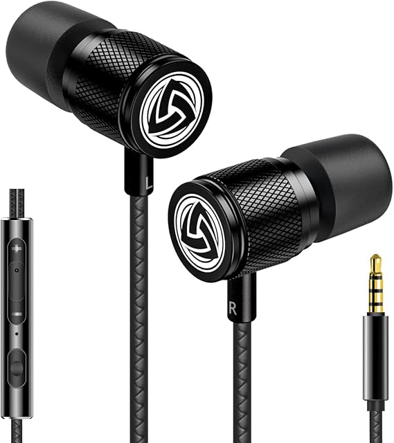 LUDOS Ultra Wired Earbuds in-Ear Headphones, Earphones with Microphone, Noise Isolating Ear Buds, Memory Foam for iPhone, Samsung, School Students, Kids, Women, Small Ears