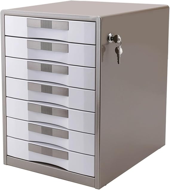 Lockable Desktop File Cabinet –7-Tier Metal Drawer Organizer, Small Document Storage Box For Office, Home School, For Papers Folders Supplies(B)