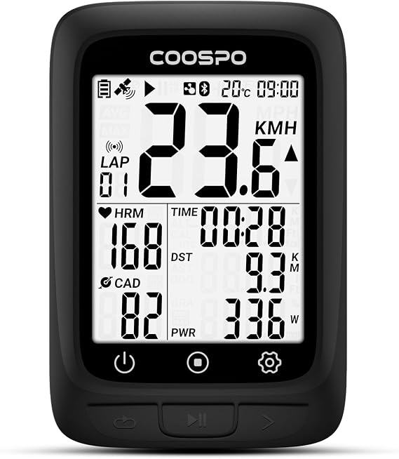 COOSPO Wireless Cycling Computer GPS with 2.4 LCD Screen, Bike Speedometer with Auto Backlight IP67