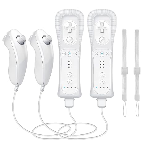 WDZP (White *2) Remote Controller with Motion Plus for Wii/WII U, 2 in 1 Remote with Nunchuck Controller for Wii/WII U Console [nintendo_wii_u] | 2 in 1 Remote with Nunchuck Controller for Wii/WII U Console [nintendo_wii_u] [video game]