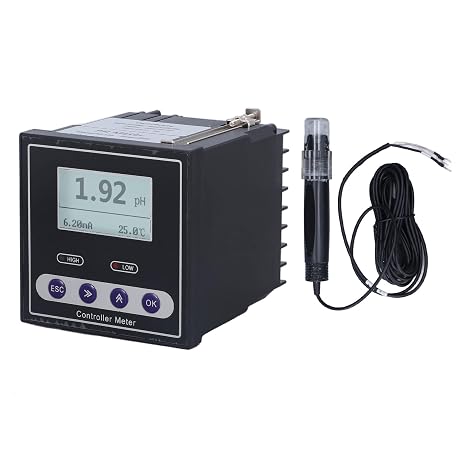 Digital pH ORP Meter Industrial pH Tester ORP Water Quality Analyzer Online Water Quality Monitor Control Device AC220V with LCD Backlight for Wastewater Testing