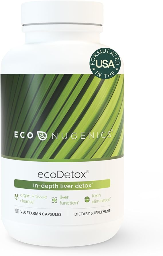 EcoNugenics ecoDetox Supplement for Liver Detox & Total Body Cleanse Helps Enhance Digestive Health & Energy Formulation w/Milk Thistle, Vitamin B12, Magnesium & More 90 Capsules