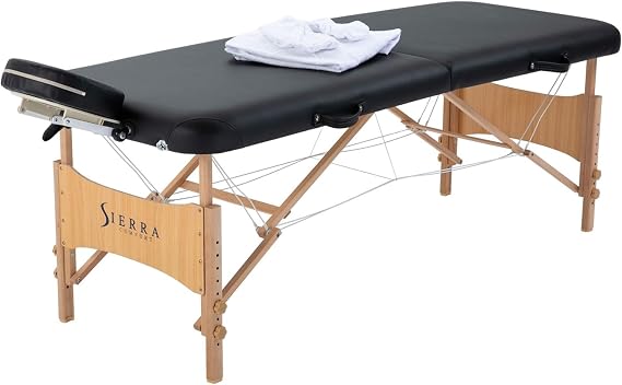 SIERRA COMFORT All-Inclusive Portable Massage Table (Black), SC-901, 27.95"D x 72.05"W x 33.07"H