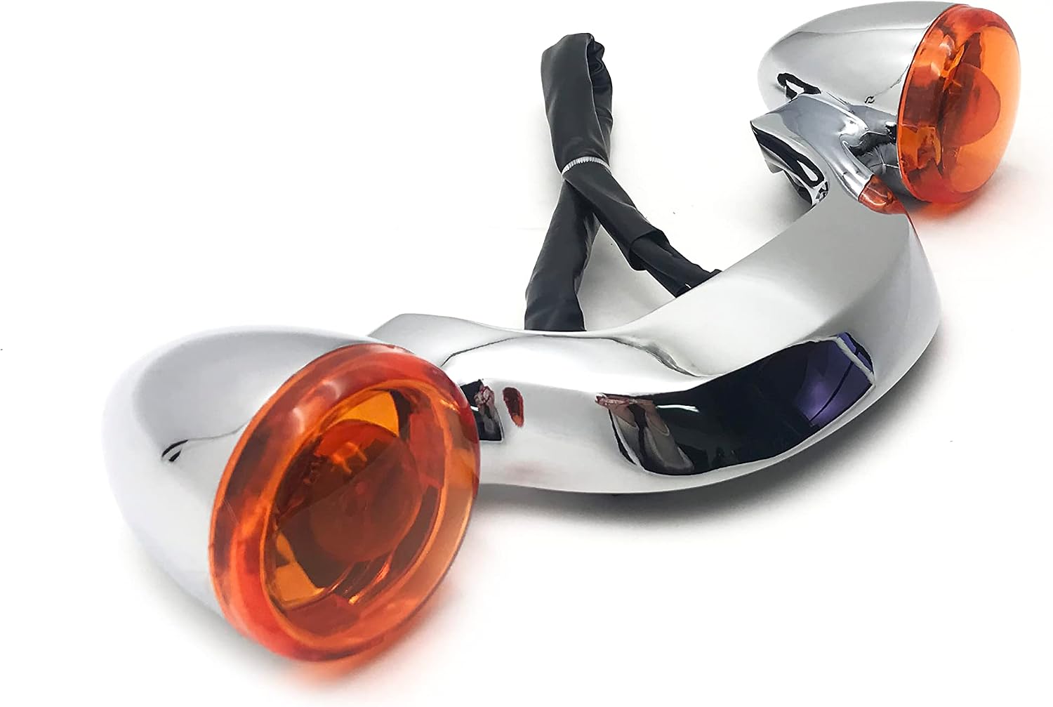 HTTMT MT444-001- Domestic Bullet Rear Light Bar Compatible with 10-later Street Glide wOrig.turn signal Amber