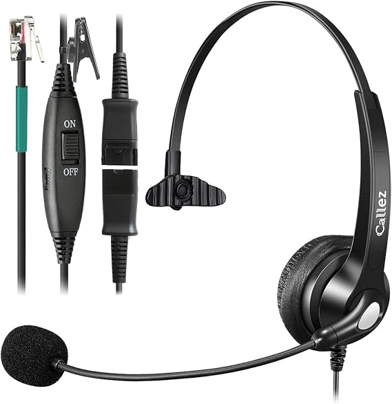 RJ9 Quick Disconnect Telephone Headset for Polycom ShoreTel Nortel Aastra